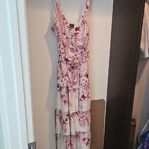 City Chic Pink and Cream Floral Maxi Dress